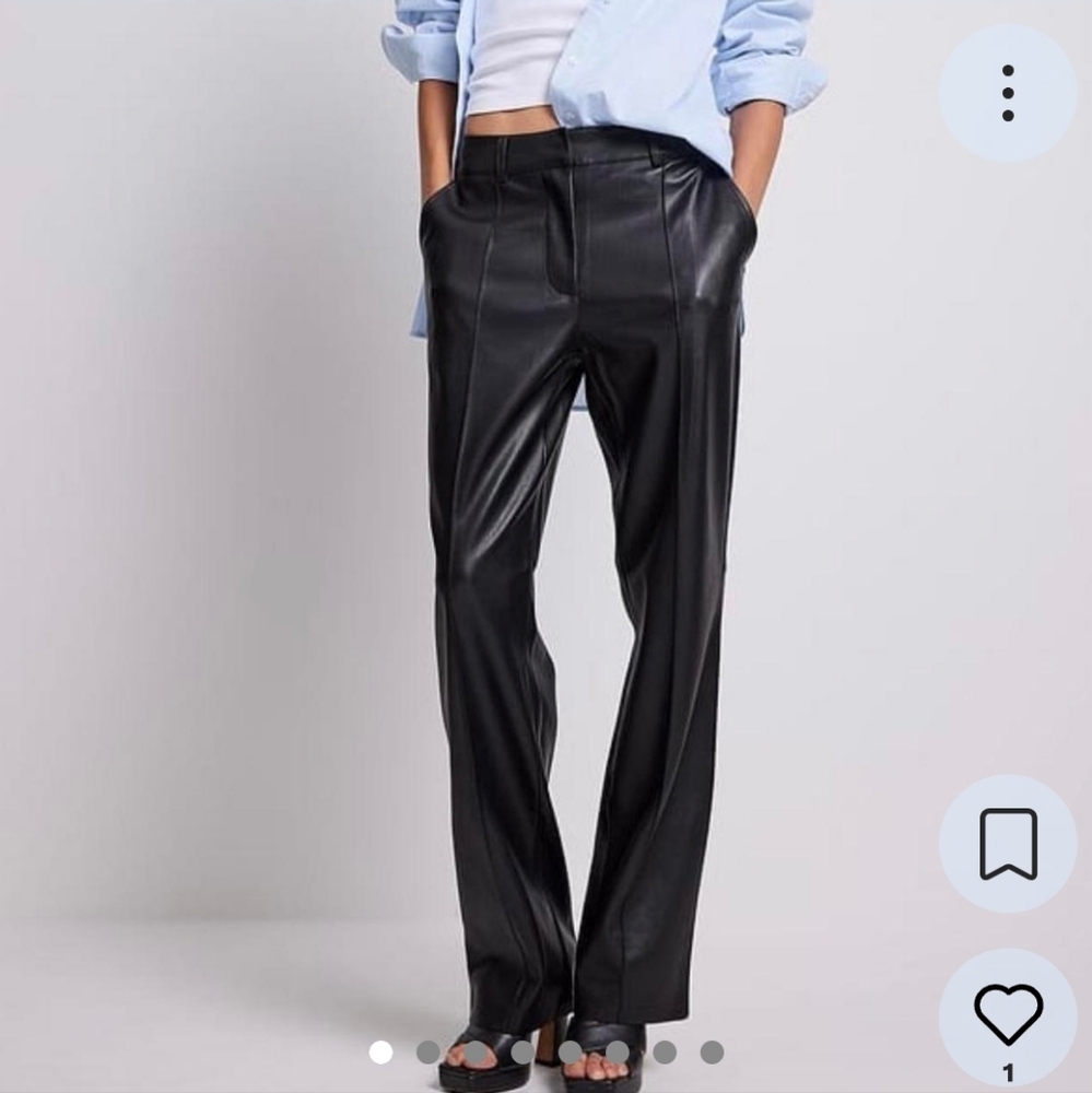 NA-KD Vegan Leather Mid Rise Pants.